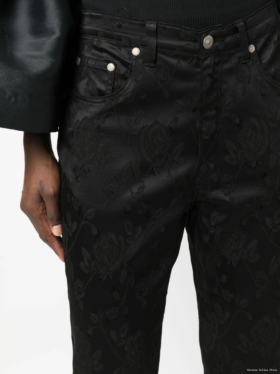 Cheap Versace cropped 2000s Women floral-jacquard trousers 0710